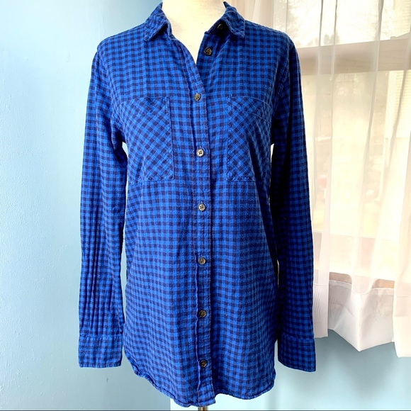 J. Crew Blue Flannel Mini Buffalo Check Button Down - Picture 8 of 8